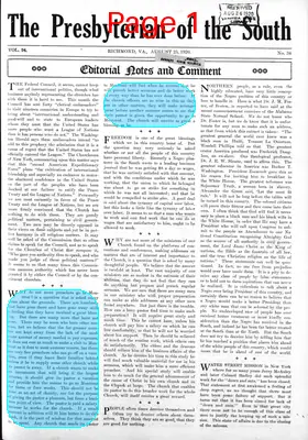 Page thumbnail for The Presbyterian Of The South : [Combining The] Southwestern Presbyterian, Central Presbyterian, Southern Presbyterian