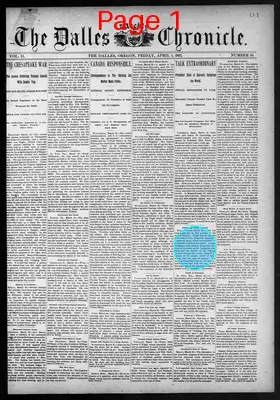 Page thumbnail for The Dalles Weekly Chronicle