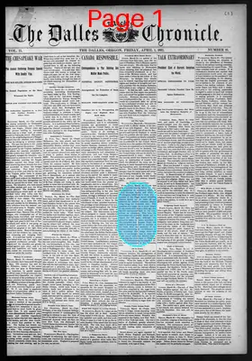 Page thumbnail for The Dalles Weekly Chronicle
