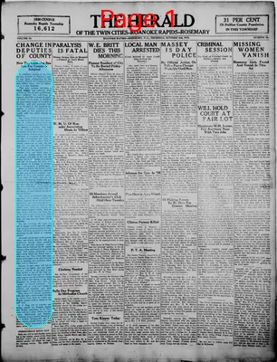 Page thumbnail for The Herald Of The Twin Cities, Roanoke Rapids, Rosemary