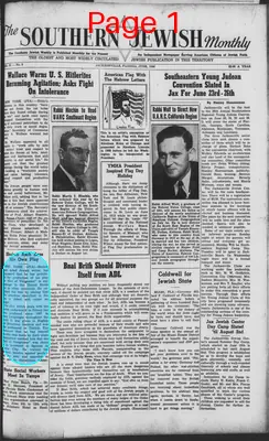 Page thumbnail for The Southern Jewish Weekly