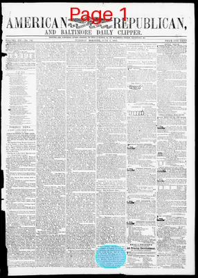 Page thumbnail for American Republican And Baltimore Daily Clipper