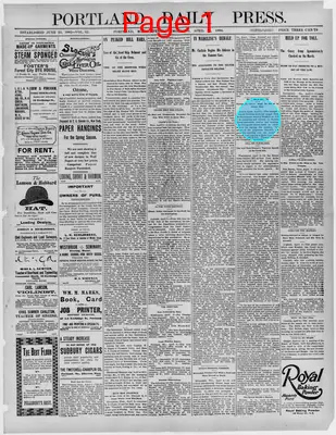 Page thumbnail for The Portland Daily Press