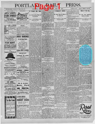 Page thumbnail for The Portland Daily Press