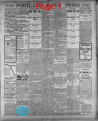 Page thumbnail for The Portland Daily Press