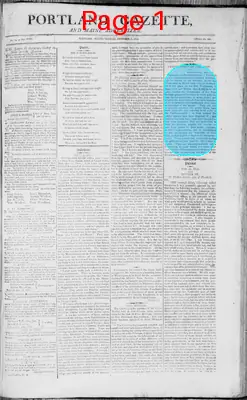 Page thumbnail for Portland Gazette, And Maine Advertiser