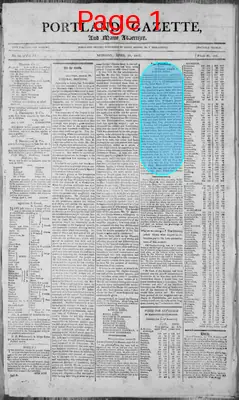 Page thumbnail for Portland Gazette, And Maine Advertiser