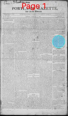 Page thumbnail for Portland Gazette, And Maine Advertiser