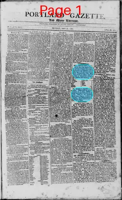 Page thumbnail for Portland Gazette, And Maine Advertiser