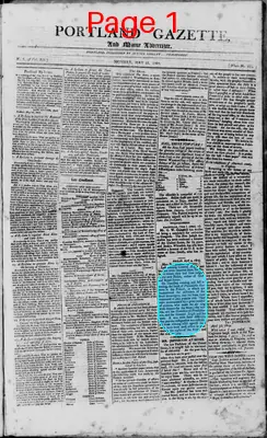 Page thumbnail for Portland Gazette, And Maine Advertiser
