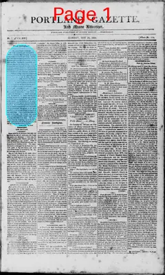Page thumbnail for Portland Gazette, And Maine Advertiser