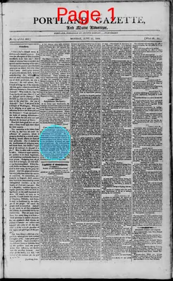 Page thumbnail for Portland Gazette, And Maine Advertiser