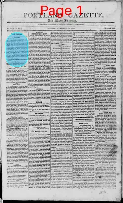 Page thumbnail for Portland Gazette, And Maine Advertiser