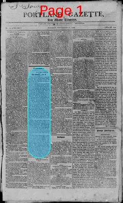 Page thumbnail for Portland Gazette, And Maine Advertiser