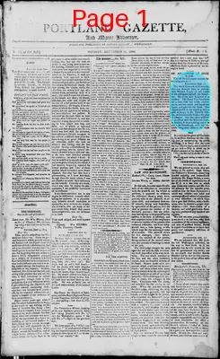 Page thumbnail for Portland Gazette, And Maine Advertiser
