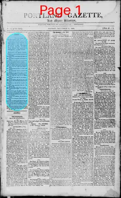 Page thumbnail for Portland Gazette, And Maine Advertiser