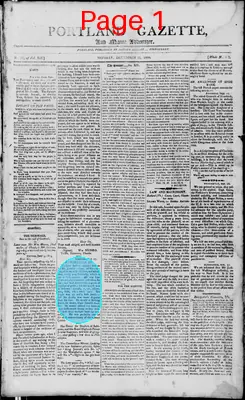 Page thumbnail for Portland Gazette, And Maine Advertiser