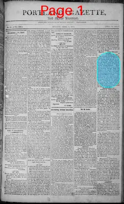 Page thumbnail for Portland Gazette, And Maine Advertiser