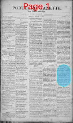 Page thumbnail for Portland Gazette, And Maine Advertiser