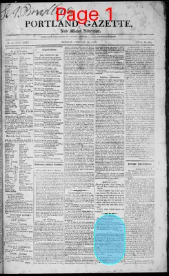 Page thumbnail for Portland Gazette, And Maine Advertiser