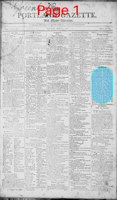 Page thumbnail for Portland Gazette, And Maine Advertiser