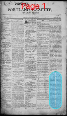 Page thumbnail for Portland Gazette, And Maine Advertiser