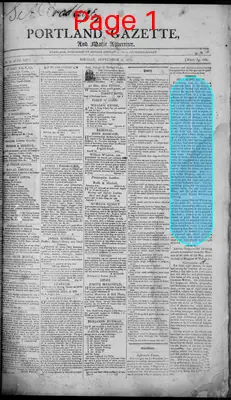 Page thumbnail for Portland Gazette, And Maine Advertiser