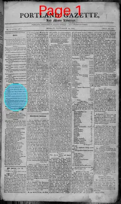 Page thumbnail for Portland Gazette, And Maine Advertiser