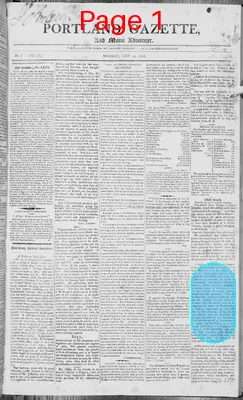 Page thumbnail for Portland Gazette, And Maine Advertiser