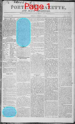 Page thumbnail for Portland Gazette, And Maine Advertiser