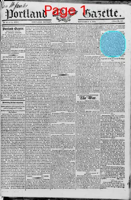 Page thumbnail for Portland Gazette, And Maine Advertiser