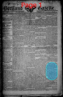 Page thumbnail for Portland Gazette, And Maine Advertiser