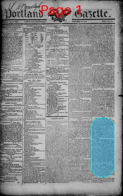 Page thumbnail for Portland Gazette, And Maine Advertiser