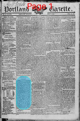 Page thumbnail for Portland Gazette, And Maine Advertiser