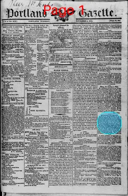 Page thumbnail for Portland Gazette, And Maine Advertiser