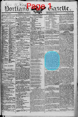 Page thumbnail for Portland Gazette, And Maine Advertiser
