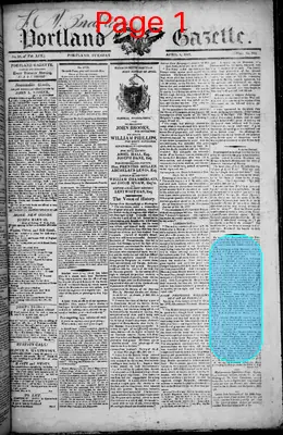 Page thumbnail for Portland Gazette, And Maine Advertiser