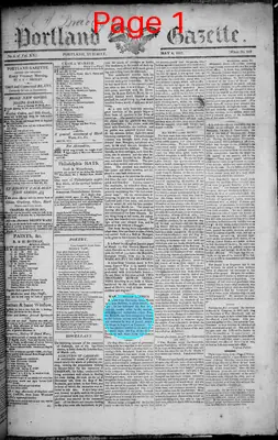 Page thumbnail for Portland Gazette, And Maine Advertiser