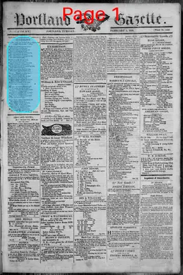 Page thumbnail for Portland Gazette, And Maine Advertiser