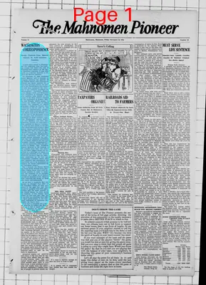 Page thumbnail for The Mahnomen Pioneer