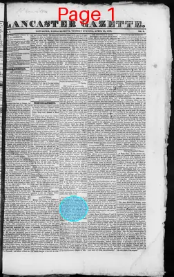 Page thumbnail for Lancaster Gazette