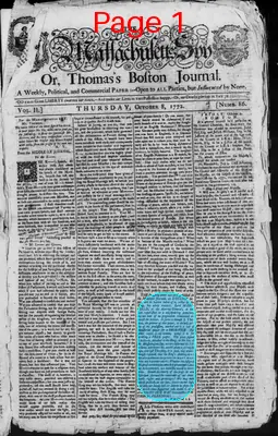 Page thumbnail for The Massachusetts Spy, Or, Thomas's Boston Journal