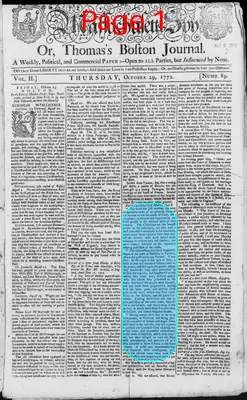 Page thumbnail for The Massachusetts Spy, Or, Thomas's Boston Journal