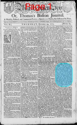 Page thumbnail for The Massachusetts Spy, Or, Thomas's Boston Journal