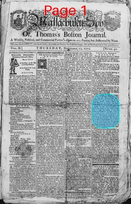 Page thumbnail for The Massachusetts Spy, Or, Thomas's Boston Journal