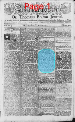 Page thumbnail for The Massachusetts Spy, Or, Thomas's Boston Journal