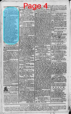 Page thumbnail for The Massachusetts Spy, Or, Thomas's Boston Journal