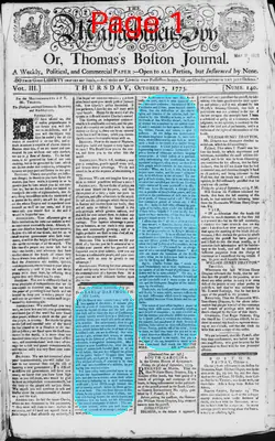 Page thumbnail for The Massachusetts Spy, Or, Thomas's Boston Journal