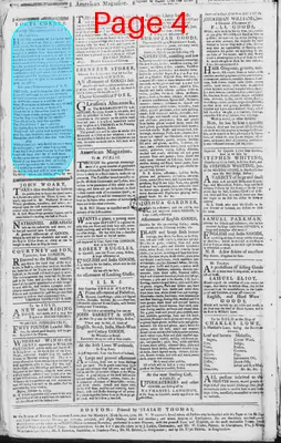 Page thumbnail for The Massachusetts Spy, Or, Thomas's Boston Journal