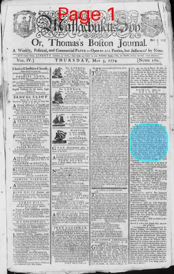 Page thumbnail for The Massachusetts Spy, Or, Thomas's Boston Journal